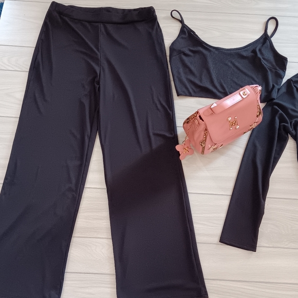 Plus Size Casual Solid Color Plus Size Pit Vest Jacket Pants Three-Piece Set - Picture 9 of 13